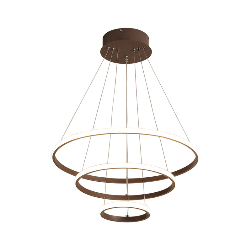 3/4-Tier Pendant Chandelier Minimalist Acrylic Living Room LED Hanging Ceiling Light in White/Coffee Clearhalo 'Ceiling Lights' 'Chandeliers' 'Modern Chandeliers' 'Modern' Lighting' 1969877