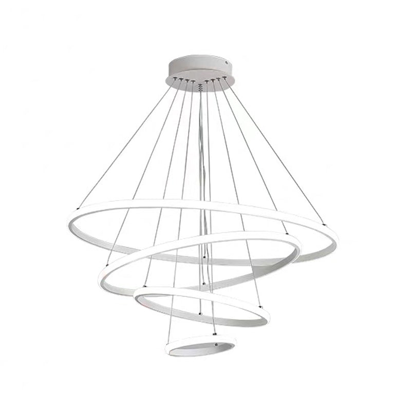 3/4-Tier Pendant Chandelier Minimalist Acrylic Living Room LED Hanging Ceiling Light in White/Coffee Clearhalo 'Ceiling Lights' 'Chandeliers' 'Modern Chandeliers' 'Modern' Lighting' 1969882