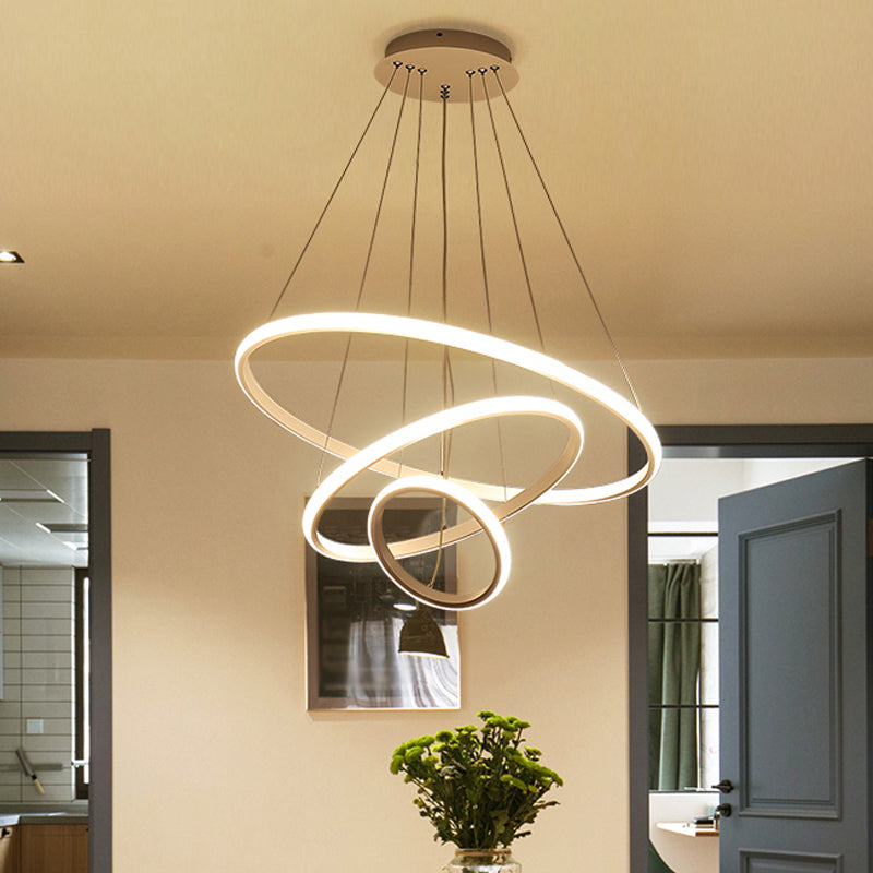 3/4-Tier Pendant Chandelier Minimalist Acrylic Living Room LED Hanging Ceiling Light in White/Coffee Clearhalo 'Ceiling Lights' 'Chandeliers' 'Modern Chandeliers' 'Modern' Lighting' 1969884