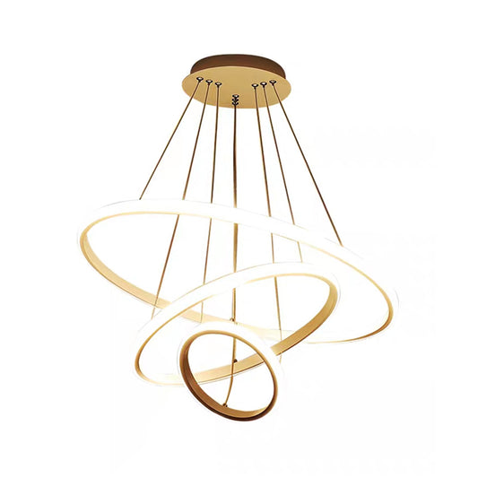 3/4-Tier Pendant Chandelier Minimalist Acrylic Living Room LED Hanging Ceiling Light in White/Coffee Clearhalo 'Ceiling Lights' 'Chandeliers' 'Modern Chandeliers' 'Modern' Lighting' 1969886