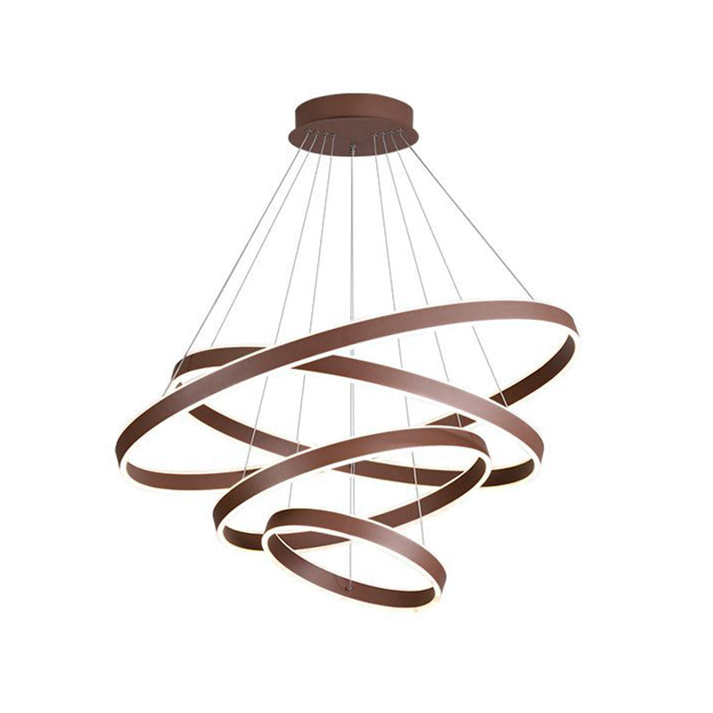 Acrylic 1/2/3-Tiered Hoop Shaped Pendant Simplicity Brown LED Ceiling Chandelier for Living Room Clearhalo 'Ceiling Lights' 'Chandeliers' 'Modern Chandeliers' 'Modern' Lighting' 1969905