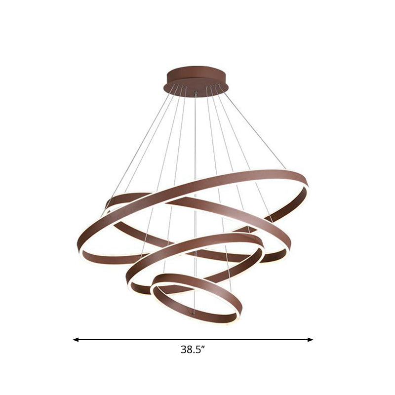 Acrylic 1/2/3-Tiered Hoop Shaped Pendant Simplicity Brown LED Ceiling Chandelier for Living Room Clearhalo 'Ceiling Lights' 'Chandeliers' 'Modern Chandeliers' 'Modern' Lighting' 1969906