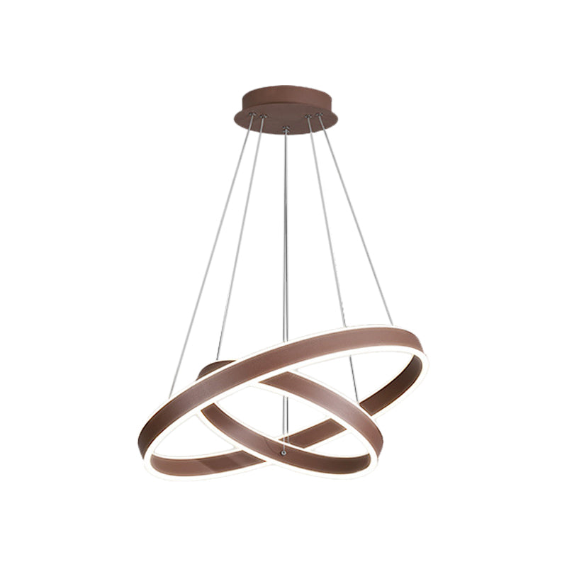 Acrylic 1/2/3-Tiered Hoop Shaped Pendant Simplicity Brown LED Ceiling Chandelier for Living Room Clearhalo 'Ceiling Lights' 'Chandeliers' 'Modern Chandeliers' 'Modern' Lighting' 1969912