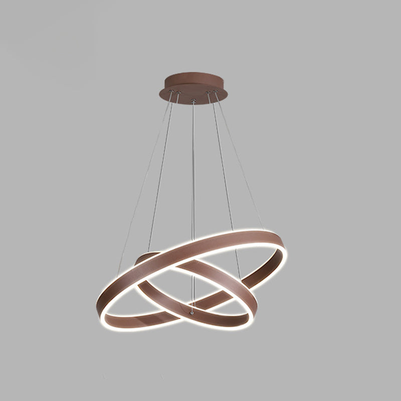 Acrylic 1/2/3-Tiered Hoop Shaped Pendant Simplicity Brown LED Ceiling Chandelier for Living Room Clearhalo 'Ceiling Lights' 'Chandeliers' 'Modern Chandeliers' 'Modern' Lighting' 1969913