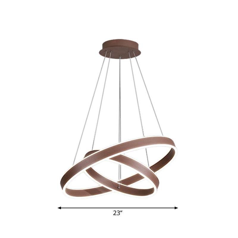 Acrylic 1/2/3-Tiered Hoop Shaped Pendant Simplicity Brown LED Ceiling Chandelier for Living Room Clearhalo 'Ceiling Lights' 'Chandeliers' 'Modern Chandeliers' 'Modern' Lighting' 1969914