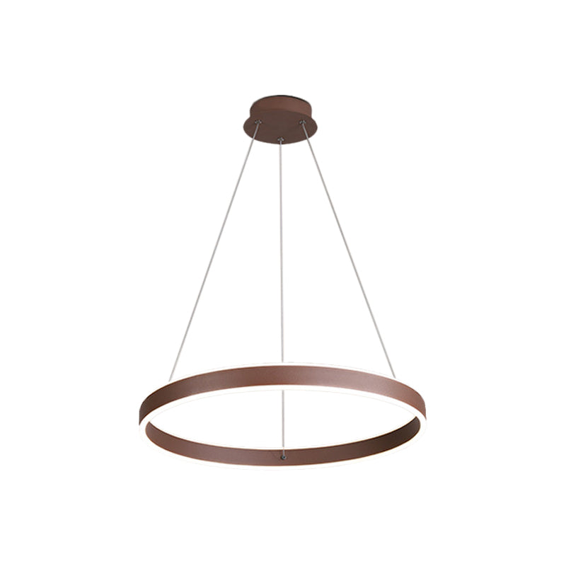 Acrylic 1/2/3-Tiered Hoop Shaped Pendant Simplicity Brown LED Ceiling Chandelier for Living Room Clearhalo 'Ceiling Lights' 'Chandeliers' 'Modern Chandeliers' 'Modern' Lighting' 1969916