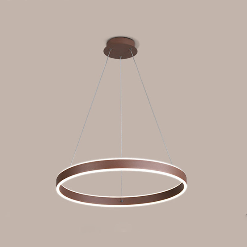 Acrylic 1/2/3-Tiered Hoop Shaped Pendant Simplicity Brown LED Ceiling Chandelier for Living Room Clearhalo 'Ceiling Lights' 'Chandeliers' 'Modern Chandeliers' 'Modern' Lighting' 1969917