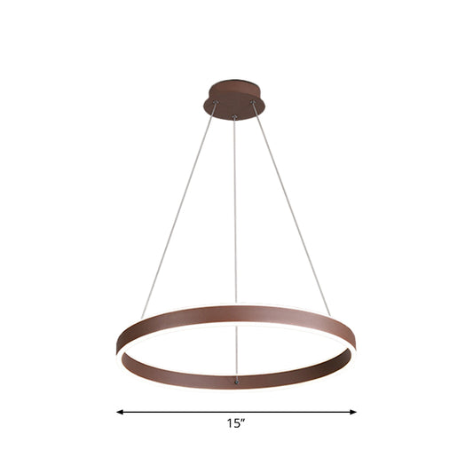 Acrylic 1/2/3-Tiered Hoop Shaped Pendant Simplicity Brown LED Ceiling Chandelier for Living Room Clearhalo 'Ceiling Lights' 'Chandeliers' 'Modern Chandeliers' 'Modern' Lighting' 1969918
