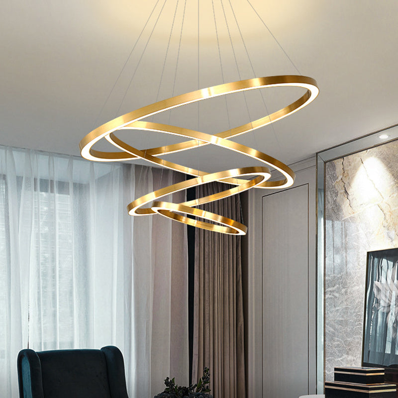 Postmodern LED Pendant Lighting Polished Brass 2/3/4 Tiered Circular Chandelier with Acrylic Shade Clearhalo 'Ceiling Lights' 'Chandeliers' 'Modern Chandeliers' 'Modern' Lighting' 1969928