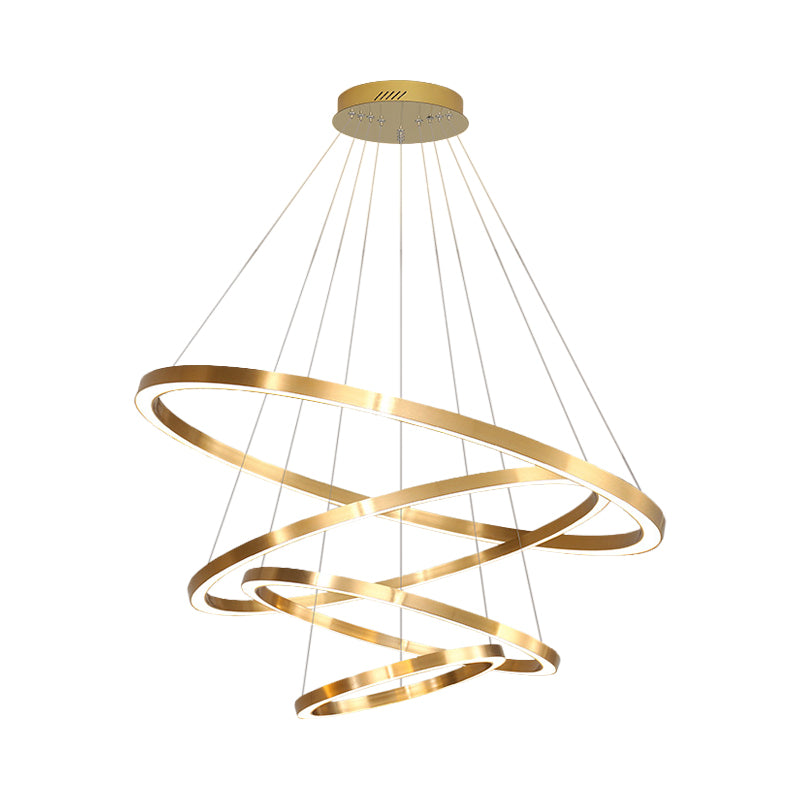 Postmodern LED Pendant Lighting Polished Brass 2/3/4 Tiered Circular Chandelier with Acrylic Shade Clearhalo 'Ceiling Lights' 'Chandeliers' 'Modern Chandeliers' 'Modern' Lighting' 1969929