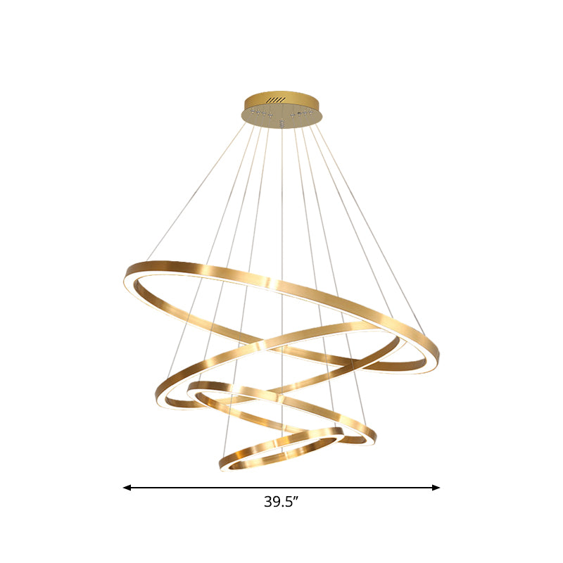 Postmodern LED Pendant Lighting Polished Brass 2/3/4 Tiered Circular Chandelier with Acrylic Shade Clearhalo 'Ceiling Lights' 'Chandeliers' 'Modern Chandeliers' 'Modern' Lighting' 1969930