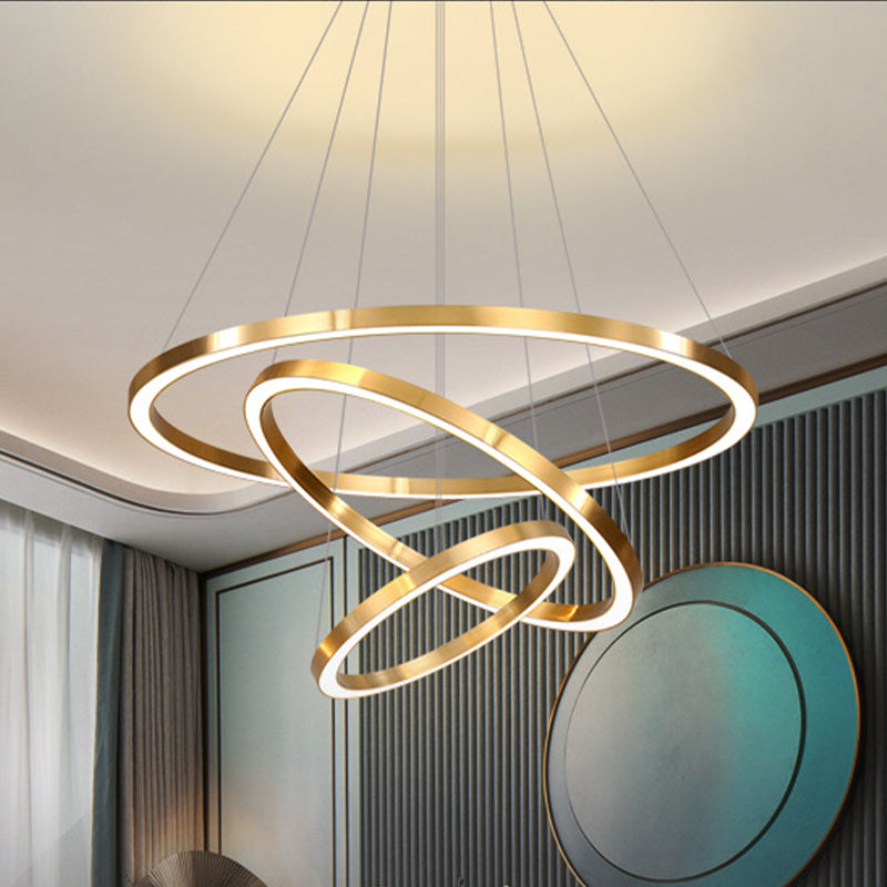 Postmodern LED Pendant Lighting Polished Brass 2/3/4 Tiered Circular Chandelier with Acrylic Shade Clearhalo 'Ceiling Lights' 'Chandeliers' 'Modern Chandeliers' 'Modern' Lighting' 1969933