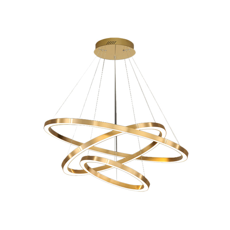 Postmodern LED Pendant Lighting Polished Brass 2/3/4 Tiered Circular Chandelier with Acrylic Shade Clearhalo 'Ceiling Lights' 'Chandeliers' 'Modern Chandeliers' 'Modern' Lighting' 1969934