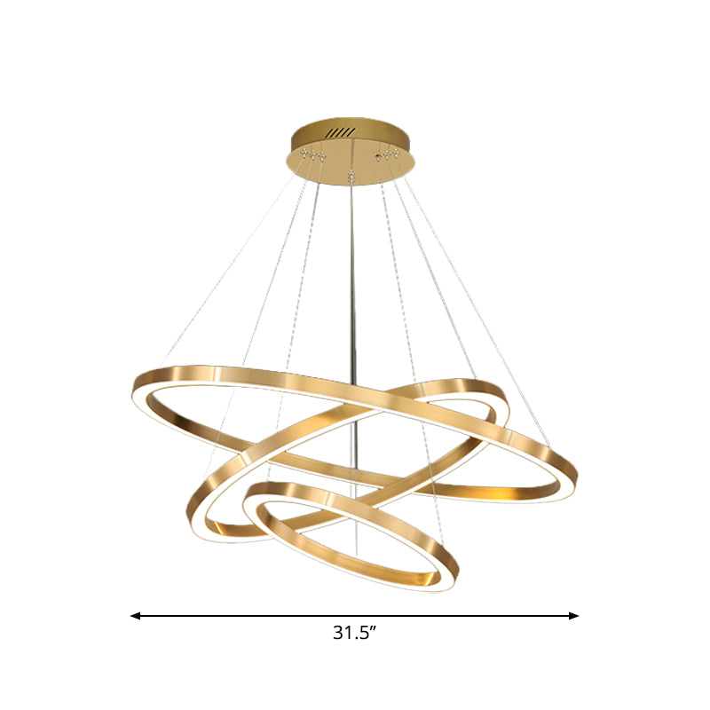 Postmodern LED Pendant Lighting Polished Brass 2/3/4 Tiered Circular Chandelier with Acrylic Shade Clearhalo 'Ceiling Lights' 'Chandeliers' 'Modern Chandeliers' 'Modern' Lighting' 1969935