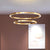 Postmodern LED Pendant Lighting Polished Brass 2/3/4 Tiered Circular Chandelier with Acrylic Shade Brass 2 Tiers Clearhalo 'Ceiling Lights' 'Chandeliers' 'Modern Chandeliers' 'Modern' Lighting' 1969936
