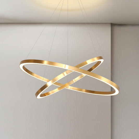 Postmodern LED Pendant Lighting Polished Brass 2/3/4 Tiered Circular Chandelier with Acrylic Shade Clearhalo 'Ceiling Lights' 'Chandeliers' 'Modern Chandeliers' 'Modern' Lighting' 1969937