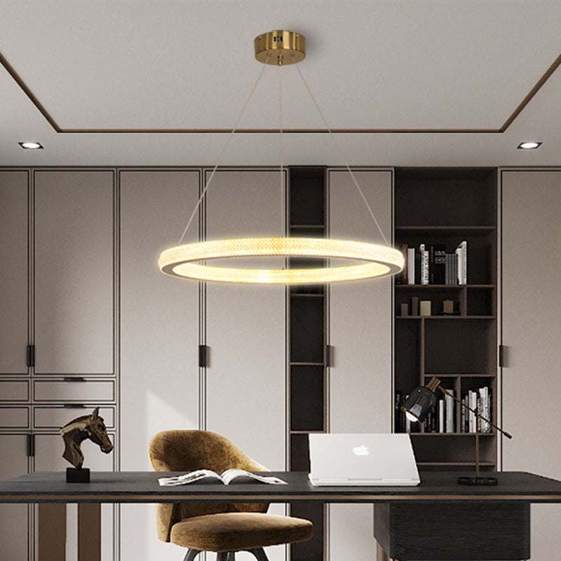 1/3/4-Tier Circle Acrylic Suspension Pendant Minimalism Brass LED Chandelier Light Fixture Clearhalo 'Ceiling Lights' 'Chandeliers' 'Modern Chandeliers' 'Modern' Lighting' 1969946