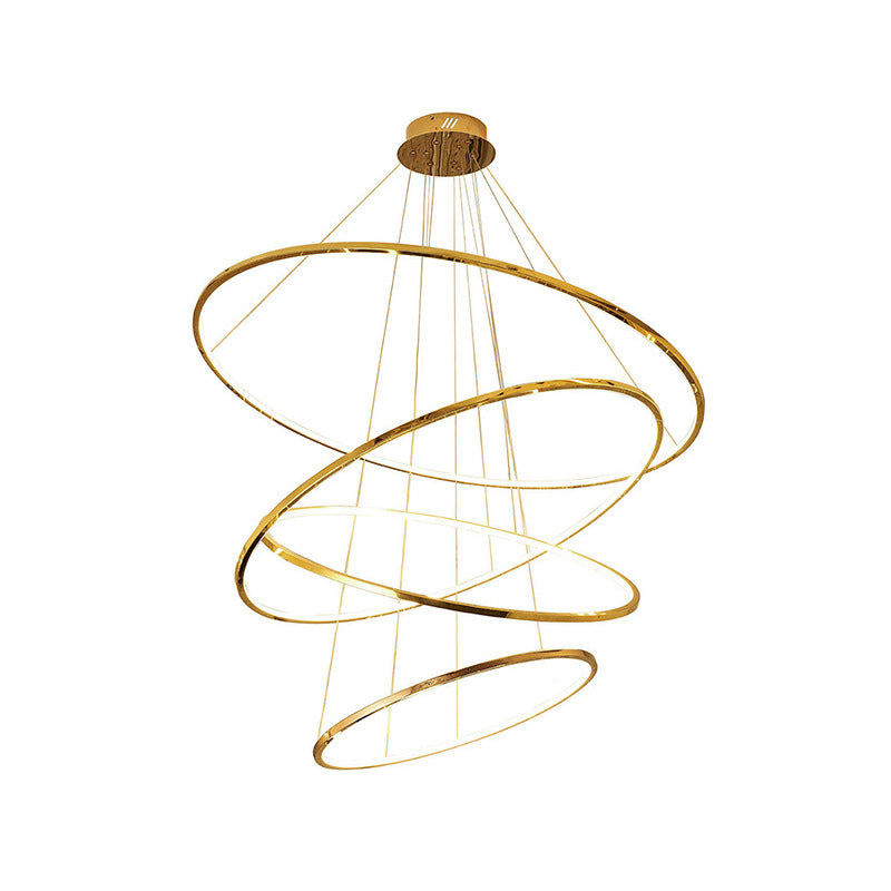Gold 3/4 Tiers Chandelier Lamp Simplicity Stainless Steel LED Circle Ceiling Pendant Clearhalo 'Ceiling Lights' 'Chandeliers' 'Modern Chandeliers' 'Modern' Lighting' 1969963