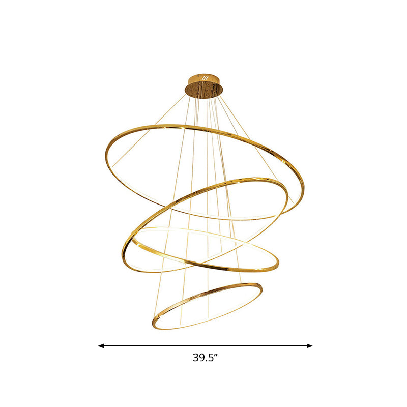 Gold 3/4 Tiers Chandelier Lamp Simplicity Stainless Steel LED Circle Ceiling Pendant Clearhalo 'Ceiling Lights' 'Chandeliers' 'Modern Chandeliers' 'Modern' Lighting' 1969964