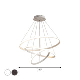 White/Coffee Circle Small/Large Chandelier Minimalist 3-Head Acrylic LED Ceiling Suspension Lamp Clearhalo 'Ceiling Lights' 'Chandeliers' 'Modern Chandeliers' 'Modern' Lighting' 1969986