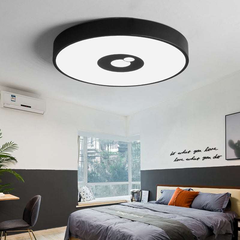 White Round LED Flush Mount Light with Snowman Contemporary Acrylic Ceiling Lamp for Kid Bedroom Black White Clearhalo 'Ceiling Lights' 'Close To Ceiling Lights' 'Close to ceiling' 'Flush mount' Lighting' 197001