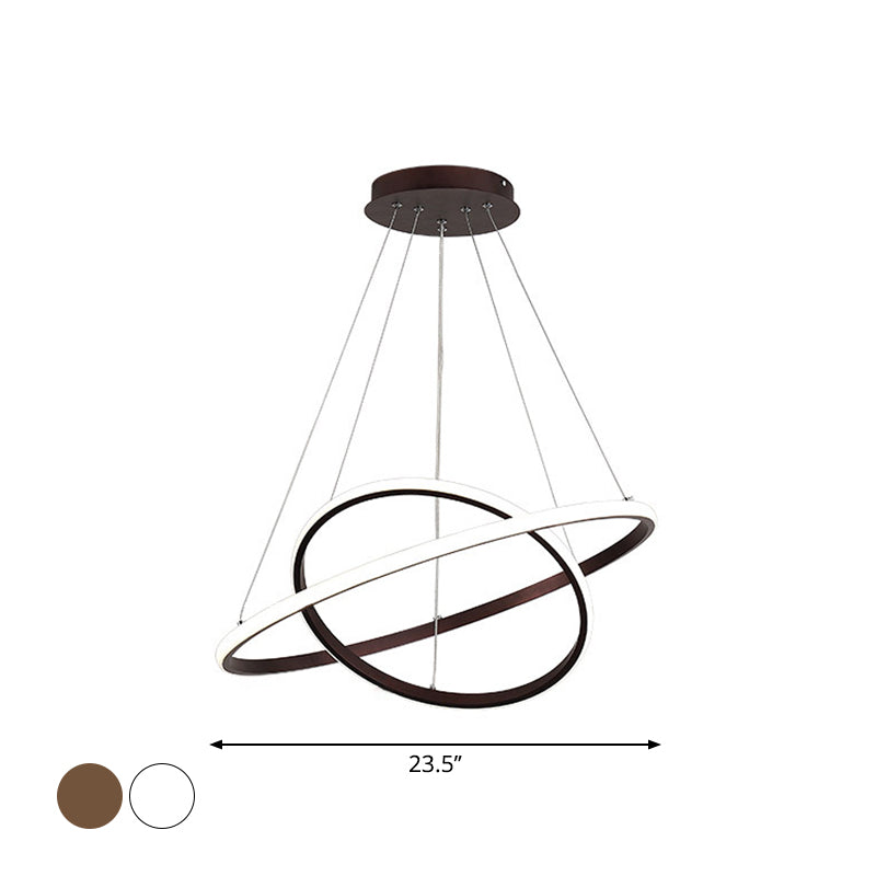 Modern 2/3 Tiered Round Pendant Lighting Acrylic Dining Room LED Chandelier in White/Coffee Clearhalo 'Ceiling Lights' 'Chandeliers' 'Modern Chandeliers' 'Modern' Lighting' 1970016