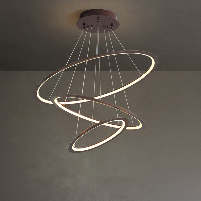 Acrylic 3/4-Tiered Loop Ceiling Hang Light Simplicity Gold/Coffee LED Pendant Chandelier for Living Room Clearhalo 'Ceiling Lights' 'Chandeliers' 'Modern Chandeliers' 'Modern' Lighting' 1970029