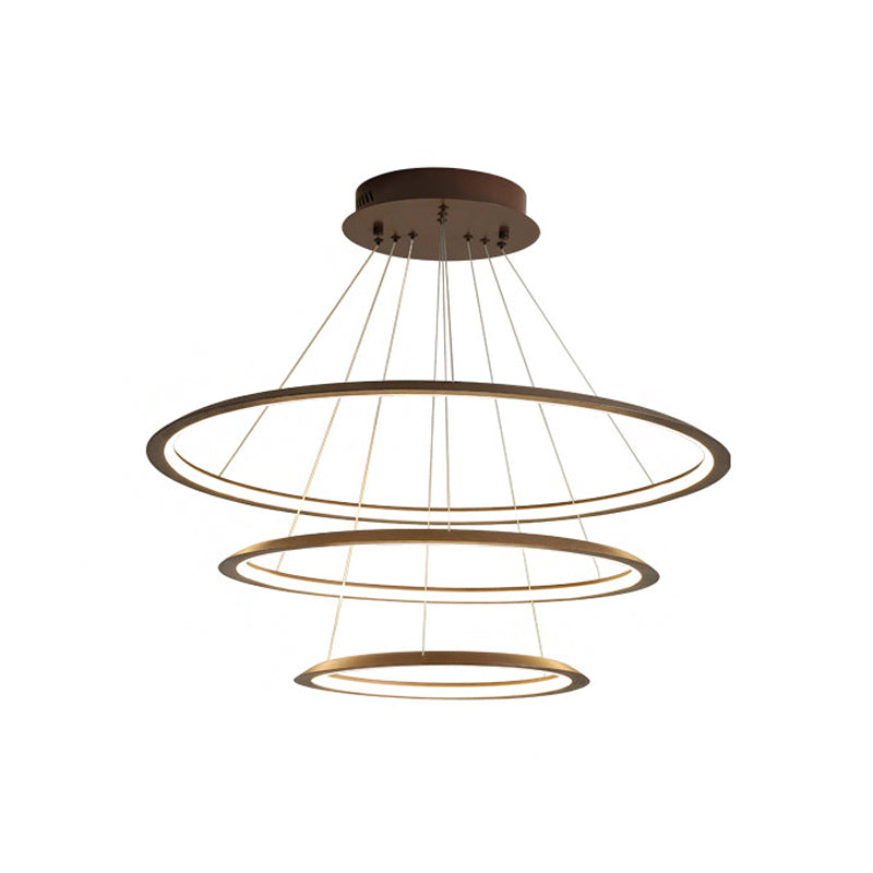Acrylic 3/4-Tiered Loop Ceiling Hang Light Simplicity Gold/Coffee LED Pendant Chandelier for Living Room Clearhalo 'Ceiling Lights' 'Chandeliers' 'Modern Chandeliers' 'Modern' Lighting' 1970030