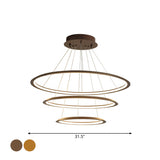 Acrylic 3/4-Tiered Loop Ceiling Hang Light Simplicity Gold/Coffee LED Pendant Chandelier for Living Room Clearhalo 'Ceiling Lights' 'Chandeliers' 'Modern Chandeliers' 'Modern' Lighting' 1970031