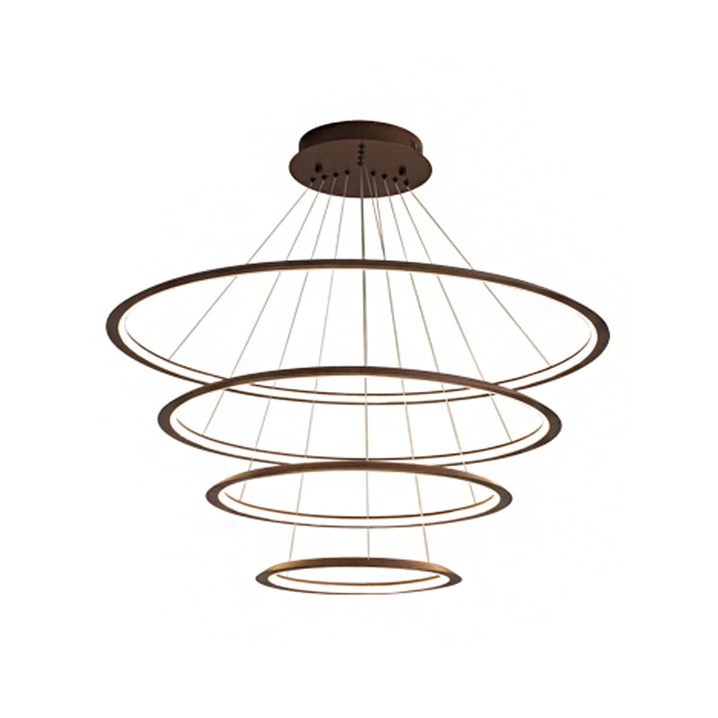 Acrylic 3/4-Tiered Loop Ceiling Hang Light Simplicity Gold/Coffee LED Pendant Chandelier for Living Room Clearhalo 'Ceiling Lights' 'Chandeliers' 'Modern Chandeliers' 'Modern' Lighting' 1970035