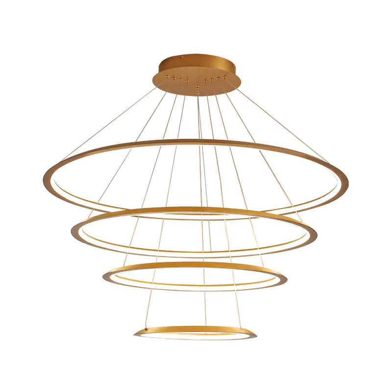 Acrylic 3/4-Tiered Loop Ceiling Hang Light Simplicity Gold/Coffee LED Pendant Chandelier for Living Room Clearhalo 'Ceiling Lights' 'Chandeliers' 'Modern Chandeliers' 'Modern' Lighting' 1970040