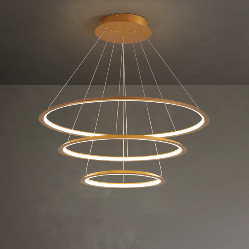 Acrylic 3/4-Tiered Loop Ceiling Hang Light Simplicity Gold/Coffee LED Pendant Chandelier for Living Room Clearhalo 'Ceiling Lights' 'Chandeliers' 'Modern Chandeliers' 'Modern' Lighting' 1970043