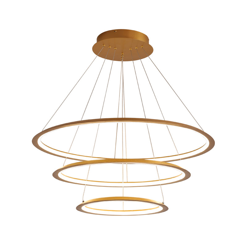 Acrylic 3/4-Tiered Loop Ceiling Hang Light Simplicity Gold/Coffee LED Pendant Chandelier for Living Room Clearhalo 'Ceiling Lights' 'Chandeliers' 'Modern Chandeliers' 'Modern' Lighting' 1970044