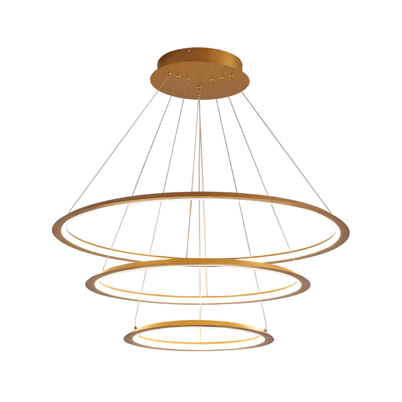 Acrylic 3/4-Tiered Loop Ceiling Hang Light Simplicity Gold/Coffee LED Pendant Chandelier for Living Room Clearhalo 'Ceiling Lights' 'Chandeliers' 'Modern Chandeliers' 'Modern' Lighting' 1970044