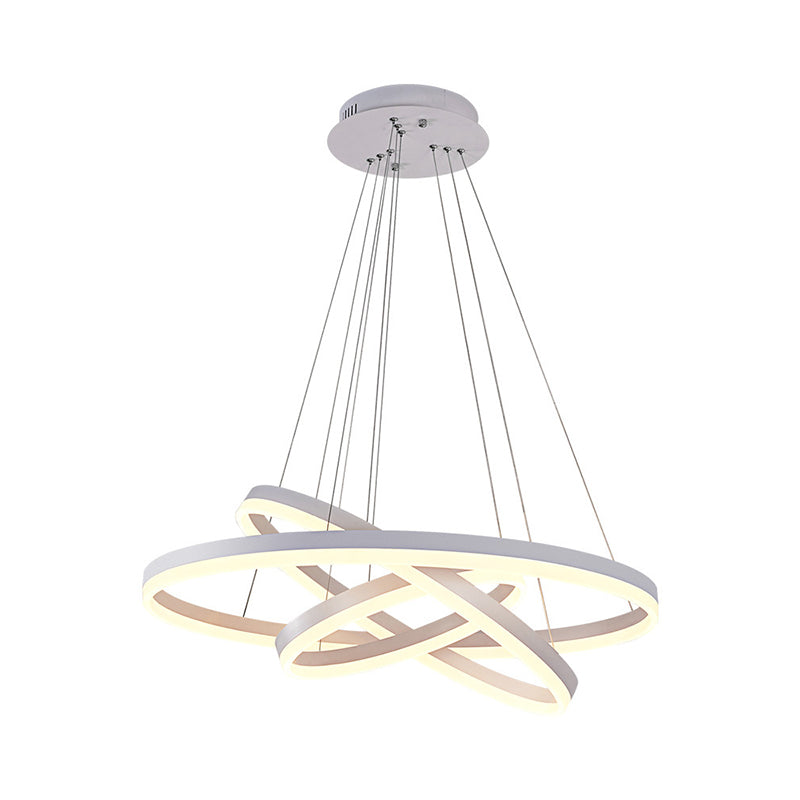 Small/Large 3-Ring Restaurant Drop Lamp Acrylic Minimalistic LED Chandelier Light Fixture in White Clearhalo 'Ceiling Lights' 'Chandeliers' 'Modern Chandeliers' 'Modern' Lighting' 1970057