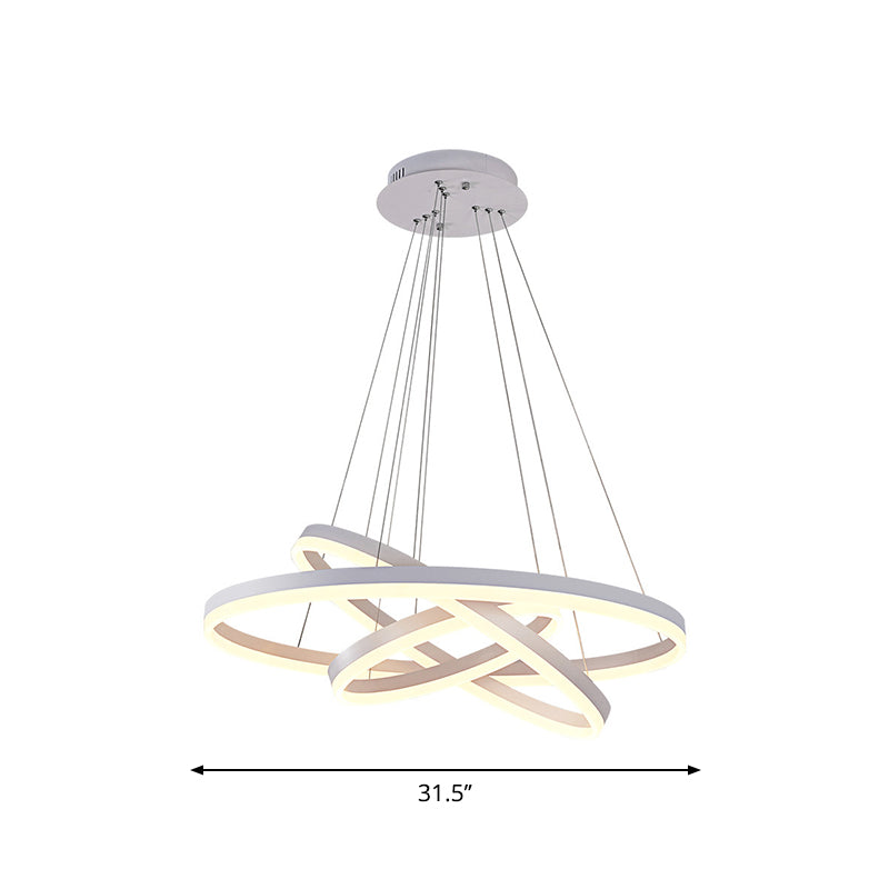 Small/Large 3-Ring Restaurant Drop Lamp Acrylic Minimalistic LED Chandelier Light Fixture in White Clearhalo 'Ceiling Lights' 'Chandeliers' 'Modern Chandeliers' 'Modern' Lighting' 1970058