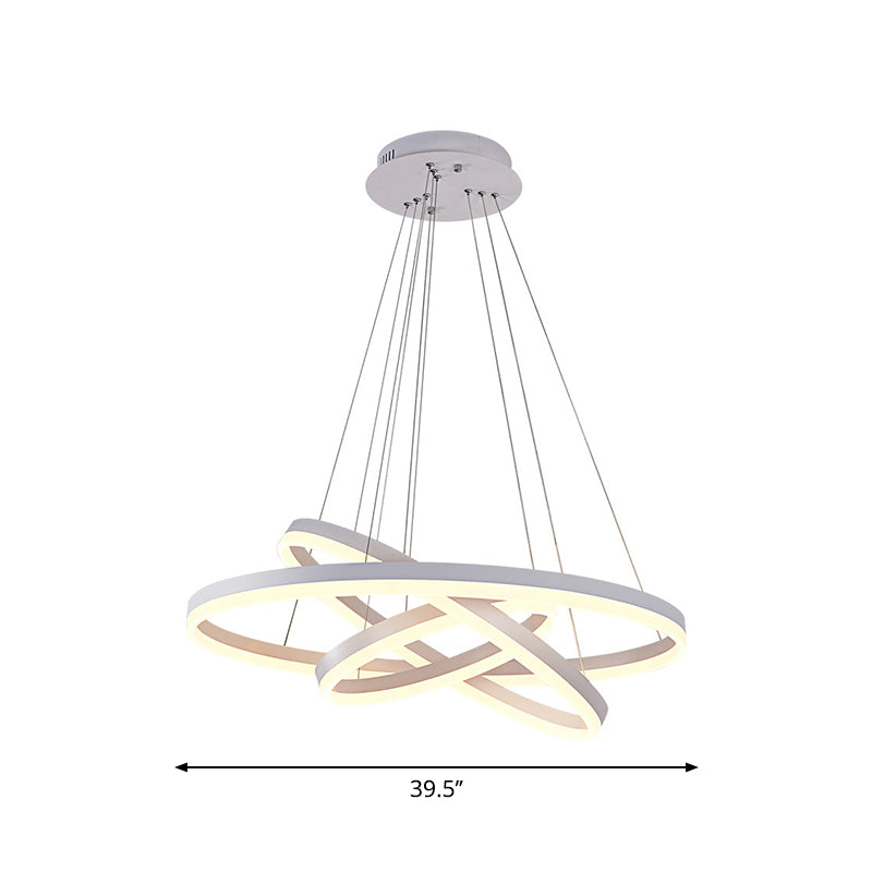 Small/Large 3-Ring Restaurant Drop Lamp Acrylic Minimalistic LED Chandelier Light Fixture in White Clearhalo 'Ceiling Lights' 'Chandeliers' 'Modern Chandeliers' 'Modern' Lighting' 1970059