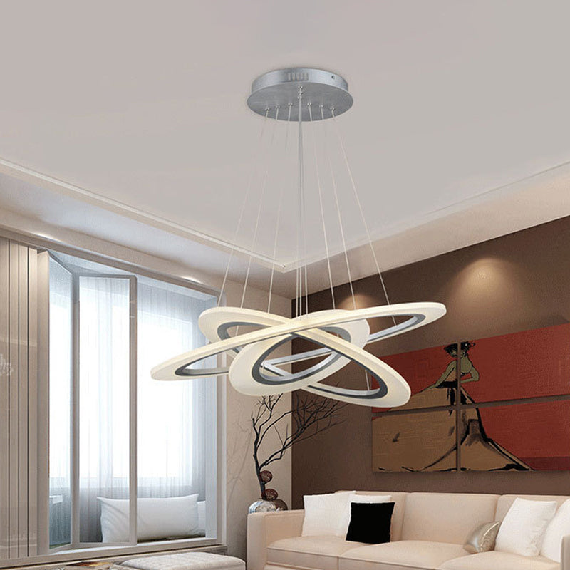Simple 3-Layered Round Ceiling Pendant Acrylic Living Room LED Chandelier in Silver Clearhalo 'Ceiling Lights' 'Chandeliers' 'Modern Chandeliers' 'Modern' Lighting' 1970062