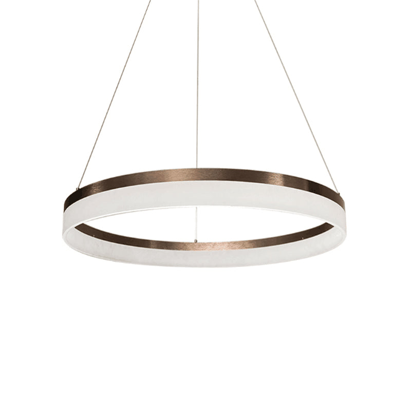 1/2/3-Tier Circle Chandelier Light Minimalistic Acrylic Brown LED Pendant Light Kit for Bedroom Clearhalo 'Ceiling Lights' 'Chandeliers' 'Modern Chandeliers' 'Modern' Lighting' 1970076