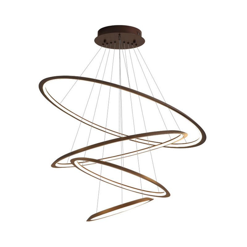3/4 Tiers Slim Hoop Pendant Lighting Simple Aluminum Living Room LED Chandelier in Gold/Coffee Clearhalo 'Ceiling Lights' 'Chandeliers' 'Modern Chandeliers' 'Modern' Lighting' 1970089