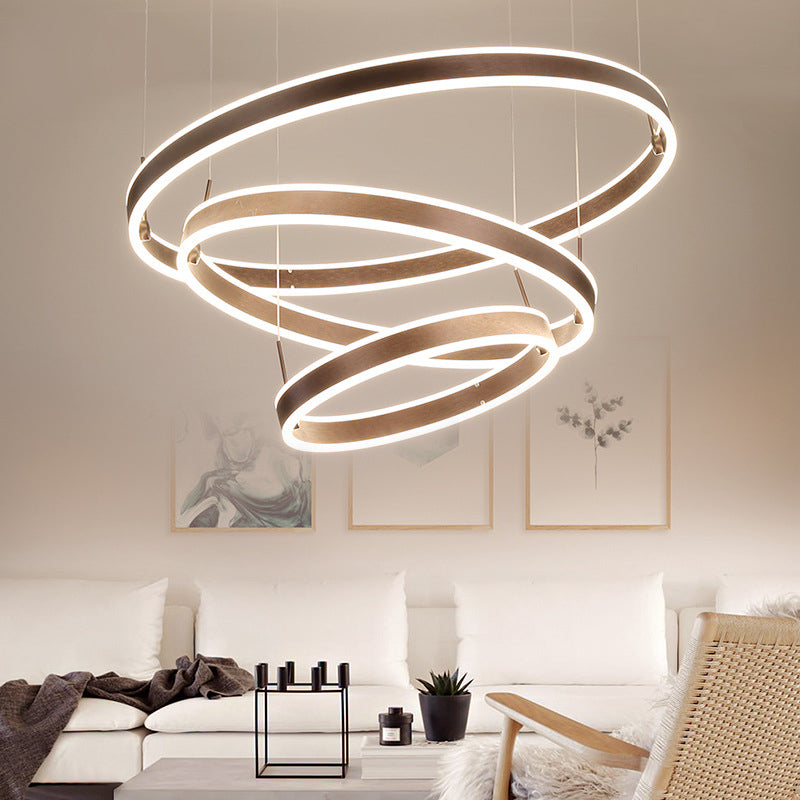 2/3 Tiered Tapered Parlor Hanging Lamp Acrylic Simple LED Chandelier Pendant in Coffee Coffee 3 Tiers Clearhalo 'Ceiling Lights' 'Chandeliers' 'Modern Chandeliers' 'Modern' Lighting' 1970126
