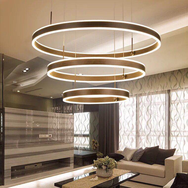 2/3 Tiered Tapered Parlor Hanging Lamp Acrylic Simple LED Chandelier Pendant in Coffee Clearhalo 'Ceiling Lights' 'Chandeliers' 'Modern Chandeliers' 'Modern' Lighting' 1970127