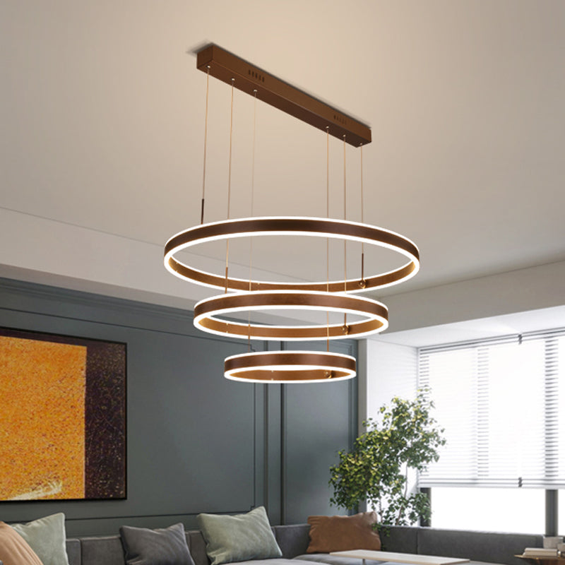 2/3 Tiered Tapered Parlor Hanging Lamp Acrylic Simple LED Chandelier Pendant in Coffee Clearhalo 'Ceiling Lights' 'Chandeliers' 'Modern Chandeliers' 'Modern' Lighting' 1970128