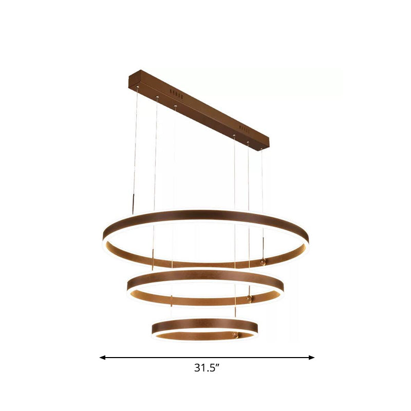 2/3 Tiered Tapered Parlor Hanging Lamp Acrylic Simple LED Chandelier Pendant in Coffee Clearhalo 'Ceiling Lights' 'Chandeliers' 'Modern Chandeliers' 'Modern' Lighting' 1970130