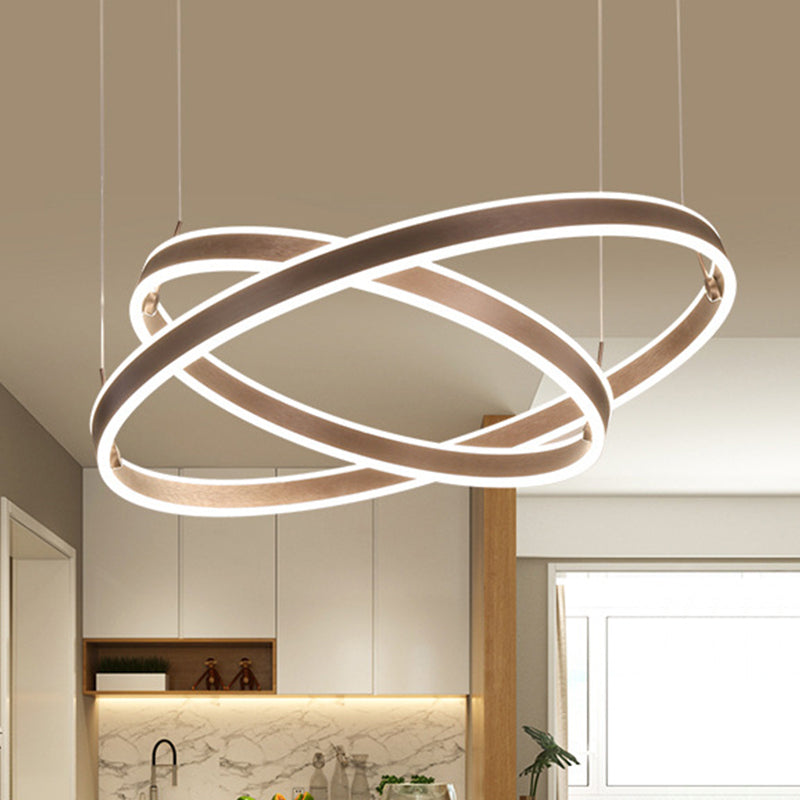 2/3 Tiered Tapered Parlor Hanging Lamp Acrylic Simple LED Chandelier Pendant in Coffee Coffee 2 Tiers Clearhalo 'Ceiling Lights' 'Chandeliers' 'Modern Chandeliers' 'Modern' Lighting' 1970131