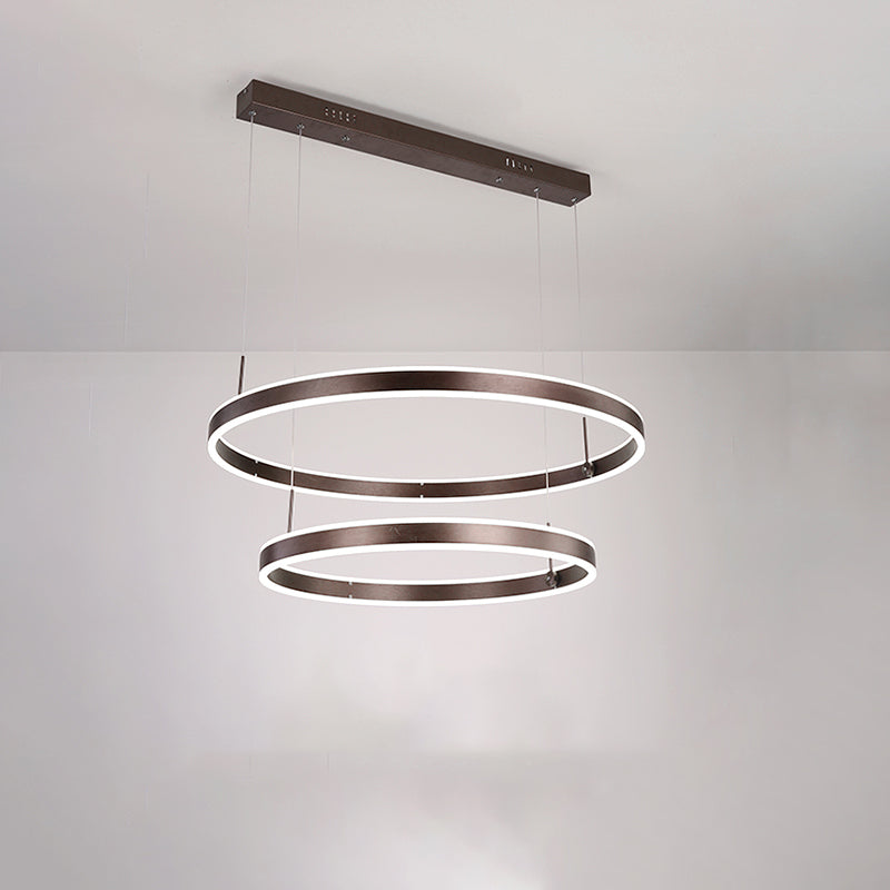 2/3 Tiered Tapered Parlor Hanging Lamp Acrylic Simple LED Chandelier Pendant in Coffee Clearhalo 'Ceiling Lights' 'Chandeliers' 'Modern Chandeliers' 'Modern' Lighting' 1970132
