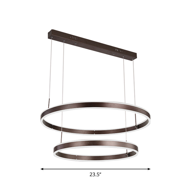 2/3 Tiered Tapered Parlor Hanging Lamp Acrylic Simple LED Chandelier Pendant in Coffee Clearhalo 'Ceiling Lights' 'Chandeliers' 'Modern Chandeliers' 'Modern' Lighting' 1970134