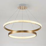 Aluminum 2/3 Tiered Hoop Pendant Light Postmodern Gold Finish LED Chandelier Lighting Gold 2 Tiers Clearhalo 'Ceiling Lights' 'Chandeliers' 'Modern Chandeliers' 'Modern' Lighting' 1970135