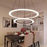 Circular 2/3/4-Tier Pendant Chandelier Minimal Acrylic White LED Ceiling Hang Light for Dining Room