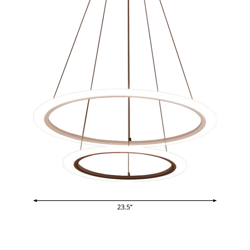 Circular 2/3/4-Tier Pendant Chandelier Minimal Acrylic White LED Ceiling Hang Light for Dining Room Clearhalo 'Ceiling Lights' 'Chandeliers' 'Modern Chandeliers' 'Modern' Lighting' 1970155